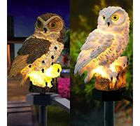 Queen.Y Owl Shape Light LED Outdoor Solar Powered Garden Waterproof Creative Energy Saving Lamp Lawn Yard Ornament Decoration Lanterns Landscape Lights (Brown)