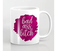 Queen54ferna Bad Ass Bitch Coffee Mug Funny Novelty Ceramic Coffee Cup White for Women,Mom,Dad,Kids,Girls