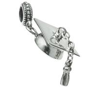 Queenberry Sterling Silver Graduation Hat Cap European Style Dangle Bead Charm
