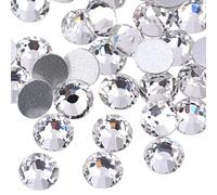 Queenbox 1.6mm 1440PCS Clear Flatback Rhinestones, Glue Fix Crystal Round Diamantes Gems for Craft Clothes DIY Nail Art Shoes