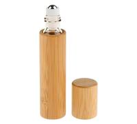 Queenbox 1 Pcs 3ml Bamboo Roll on Bottles, Empty Essential Oil Roller Bottles Refillable Perfume Sample Bottle with Stainless Steel Roller