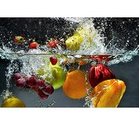 Queence Ceramic Hob Cover - Fruit & Berries Induction Hob Protection, 80 x 52 cm Acrylic Glass Splash Guard