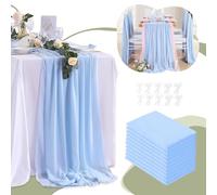 QueenDream 10 Pieces 10F Wedding Table Runner Chiffon 27x120 Inches for Wedding Arch Bridal Shower Reception Events Dessert Table Decoration