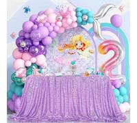 QueenDream 60"x102" Sequin Tablecloth Lavender Rectangle Shimmer Overlay for Wedding/Party/Birthday Decoration