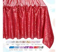 QueenDream Red Sequin Tablecloth Red Tablecloths for Birthday Party Wedding 50x80 Inch