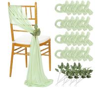 QueenDream Sage Green Wedding Chair Sashes: 50PCS Tulle Church Chair Cover Sheer Chair Bows Aisle Drapes Party Decorations Champagne