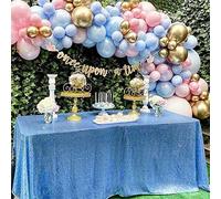 QueenDream Sequin Party Tablecloth Baby Blue 90"x132" Sparkly Rectangle Wedding Party Prom Ball Dining