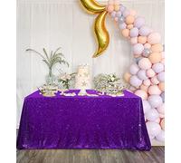QueenDream Sequin Tablecloth 90"x132" Purple Party Tablecloth Rectangular Seamless Sequin Table Cloth Overlay Glitter Wedding Birthday Bridal Shower Decorations