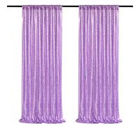 QueenDream Shimmer Sequin Backdrop Drapes 2 Pieces 2FTx8FT Lavender Glitter Wedding Party Background Baby Shower Backdrop Curtains
