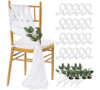 QueenDream White Chair Sashes: 36 Pack 8ft Sheer Bows Designed for Baby Showers, Banquets & Hotels