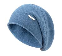 QUEENFUR Knit Slouchy Beanie Hats for Women Cashmere Ski Cap Knitted Wool Soft Warm Winter Hat, B12-dark Blue, One Size