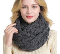 QUEENFUR Winter Women Thick Cable Knit Ribbed Infinity Circle Loop Scarf - grey - One Size