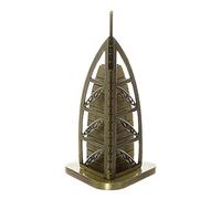 Queenie® Bronze Dubai Burj Al Arab Model Metal Statue Famous Building Replica Collectible Figurine Sculpture for Living Room Home Décor Personalized Gifts Souvenir, 6.3 inches