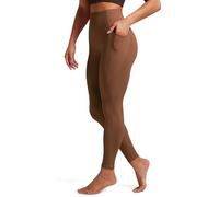 Queenie Ke BareLuxe Leggings with Pockets Women 25" High-Waisted for Gym (Cacao Nibs, Large)