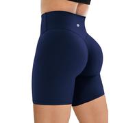 Queenie Ke Gym Shorts for Women - 6" High Waisted Tummy Control Non See Through Biker Shorts for Fitness (True Navy, Large)
