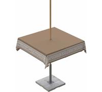 QueenKer Brown Outdoor Tablecloth with Umbrella Hole and Zipper 60 x 60 Inch Geometric Pattern Rustic Farmhouse Table Cover for Square Tables Waterproof Tabletop Collection for Patio Garden Picnic