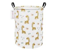 QUEENLALA Large Storage Basket,Laundry Hamper/Bathroom/Home Decor/Collapsible Round Storage Bin,Boys and Girls Hamper/Boxes/Clothing(Round-Yellow Giraffe)