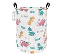 QUEENLALA Large Storage Basket,Laundry Hamper/Bathroom/Home Decor/Collapsible Round Storage Bin,Boys and Girls Hamper/Boxes/Clothing(Round-Smile Dinosaur)