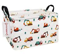 QUEENLALA Rectangular Laundry Hamper/Foldable Nursery Laundry Basket for Organizing/Storage Bin Baskets/Children Toy Office Bedroom/Toy Bin Closet Shelf Baskets (Rec-Excavator)