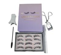 QueenLash Magnetic False Eyelashes Set with QueenLashes Growth Serum, Eyelash Curler, Application Tools