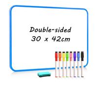 QUEENLINK 30X42cm Double-Sided Portable Whiteboard, Dry Erase White Board Small Lap Boards Kit Portable Mini Classroom Whiteboard for Students and Children