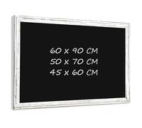 QUEENLINK Chalk Board, 45x60cm Wall Blackboard, White Wooden Frame, Vintage Style Hanging Chalkboard for Home, School, Bar, Office