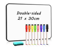 QUEENLINK Double-Sided Magnetic Whiteboard, A4 Size Dry Erase White Board, 21X30cm Small Lap Boards Kit Portable Mini Classroom Whiteboard for Students and Children