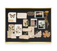 QUEENLINK Linen Bulletin Board,24" x 18" Gold Aluminum Frame Cork Boards for Walls,Decorative Pin Board, Message Board, Vision Board, Picture Board, Photo Board, Black Linen