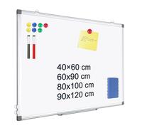 QUEENLINK Magnetic Whiteboard, Large White Board 50 X 70 cm for Home Office Schedule Wall Mounted Aluminum Frame Dry Erase Board with Pen Tray