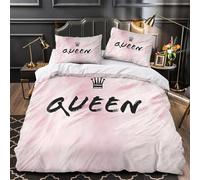 QueenLogo Quilt Cover 3D Design Printed Ultra Soft 3-Piece Bedding Set Zipper ElegantFeminineStyle Comforter Cover Hotel Quality Easy Care for Teens Adults Women Kids Girls Boys Single（140x200cm）