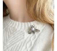 QueenMee Accessories Bee Brooch Silver Pearl Pin Crystal