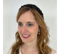 QueenMee Accessories Black Beaded Headband Black Headpiece
