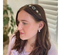 QueenMee Accessories Black Gem Headband With Pearls