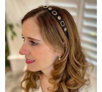 QueenMee Accessories Black Hair Band Thin Headband Vintage Headband with Gems