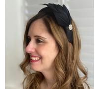 QueenMee Accessories Black Headpiece Races Headband Feather Fascinator Headband