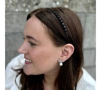 QueenMee Accessories Black Slim Hair Band With Crystals