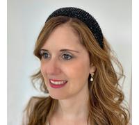 QueenMee Accessories Black Sparkly Headband Wide Beaded Hair Band