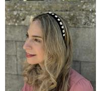 QueenMee Accessories Black Velvet Hair Band Slim Gem Headband