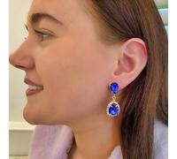 QueenMee Accessories Blue Earrings Drop Earrings - Blue & Gold