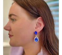 QueenMee Accessories Blue Earrings Drop Earrings - Blue & Silver