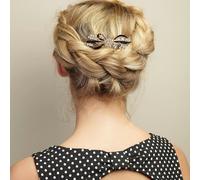 QueenMee Accessories Bow Hair Clip with Diamante - Black