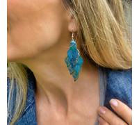 QueenMee Accessories Bue Dangly Earrings Boho Earrings Leaf