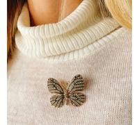 QueenMee Accessories Butterfly Brooch in Crystal - White