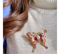 QueenMee Accessories Butterfly Pin in Enamel with Pearl - Red