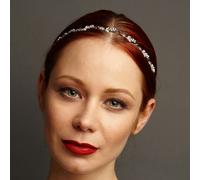 QueenMee Accessories Chain Headband with Diamante Flowers - Silver