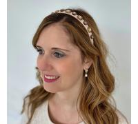 QueenMee Accessories Cream Headband Cream Hair Band Vintage Headband with Gems