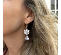 QueenMee Accessories Crystal Drop Earrings Flower