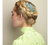 QueenMee Accessories Crystal Hair Clip Large Rose - Featured in The Lady Magazine - Light Blue