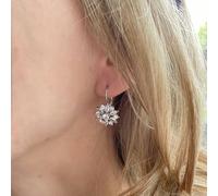 QueenMee Accessories Diamante Earrings Floral Earrings in Gold Silver or Rose Gold - Silver