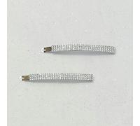QueenMee Accessories Diamante Hair Slides Large - White